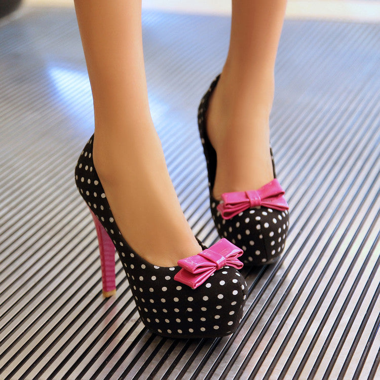 Bow Stiletto High Heels Pointed Toe Women's Dress Shoes
