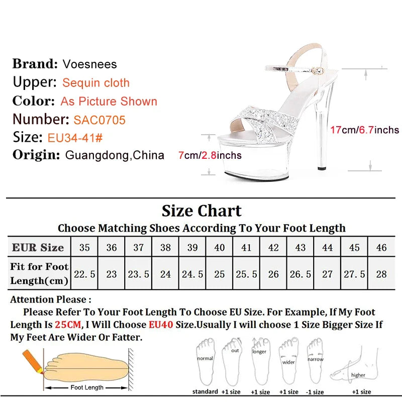 Hot Sales Summer Style Sexy 17cm Women Sandals High Heels Open Toe Buckles Transparent Heel Nightclub Party Shoe Black Heels