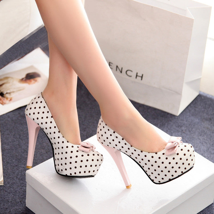 Bow Stiletto High Heels Pointed Toe Women's Dress Shoes