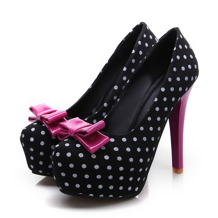 Bow Stiletto High Heels Pointed Toe Women's Dress Shoes